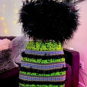 Fury top and spandex tight skirt to match